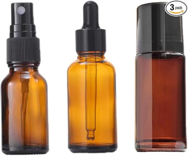 Roll over image to zoom in 3+ 3 Pc Brown 30ml Glass Essential Oil Roller Bottles Refillable Roll on Bottles Empty Deodorant Bottle Containers Rollerball Bottles Beauty and Personal Care Tools for Fragrance Cosmetics(3 Styles)