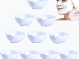 10 Pcs Plastic Flower Shaped Facial Mask Mixing Bowl Mini Making bowl DIY Skin Care Mixing Tool Kit for Lady Women Home Beauty Salon Use (White)