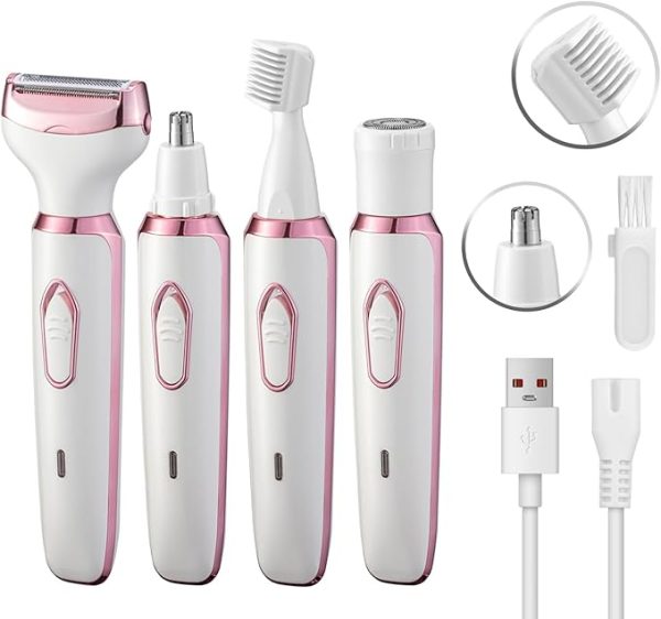 Electric Razor for Women 4 in 1 Rechargeable Painless Body Razors and Facial Hair Remover for Bikini Leg Body Face Underarm