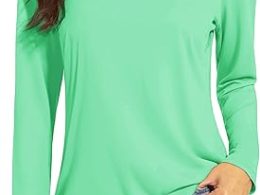 TACVASEN Women's Long Sleeve V Neck Workout Tops UPF 50+ Sun Protection Quick Dry Lightweight Hiking Running T-