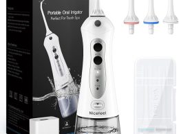 Nicefeel Cordless Water Flosser 300ML USB Rechargeable and Portable Oral Irrigator with Tips Case for Travel, 3-Modes IPX7 Waterproof Water Dental Flossing with 4 Jet Tips for Home