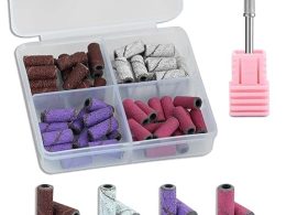 60 Pcs 3mm Professional Small Sanding Bands & Small Mandrel Bit Set for Nail Drill,Upgrade Design 3mm Nail File for Acrylic Nails Gel Manicures and Pedicure with Small Mandrel Bit