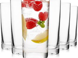 Highball Glasses Set of 6, 16oz Tall Drinking Glasses, Water Glass for Kitchen, Tom Collins Glasses, Mojito Glass Cups, Cocktail Glasses for Bar Glassware