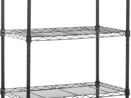 Basics 3-Shelf Adjustable Heavy Duty Steel Wire Rack Storage Shelving Organizer for Kitchen, Garage, 23.2" L x 13.4" W x 30" H, Black
