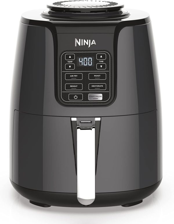 Ninja Air Fryer, Roast, Bake, Air Fry, Roast, Broil, Reheats, & Dehydrates, 4-in-1, Fries, Frozen Food, Veggies, and Juicy Meat, Less Oil, Easy Meals, Healthy Meals, Compact, 4 QT, Grey, AF101