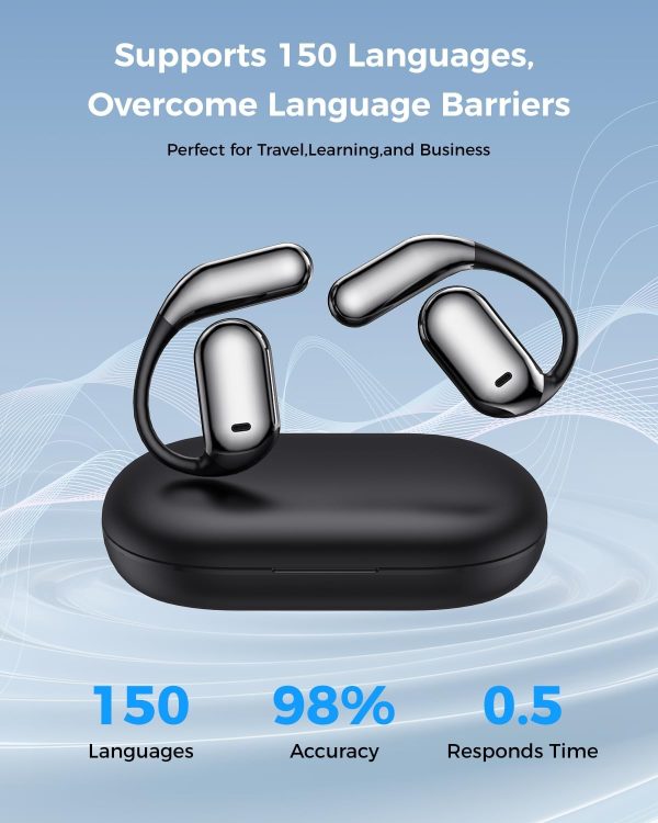 AI Language Translator Earbuds:3-in-1 Translator Earbuds with 150 Languages ​​Real-time Translation and 10 Languages ​​Offline Translation,HiFi,Suitable for Travel Study and Business(Black)