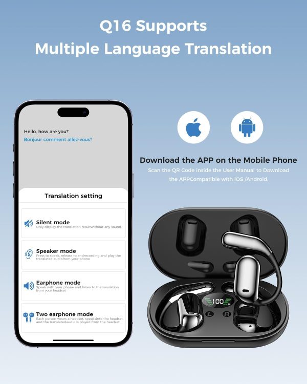 AI Language Translator Earbuds:3-in-1 Translator Earbuds with 150 Languages ​​Real-time Translation and 10 Languages ​​Offline Translation,HiFi,Suitable for Travel Study and Business(Black) - Image 3