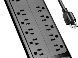 Power Strip, ALESTOR Surge Protector with 12 Outlets and 4 USB Ports, 6 Feet Extension Cord (1875W/15A), 2700 Joules, ETL Listed, Black