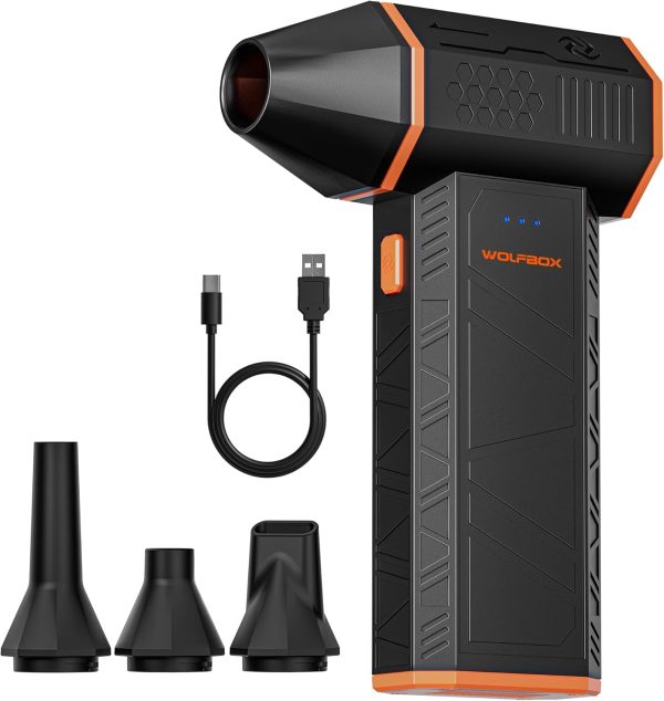 WOLFBOX MF50 Electric Air Duster-110000RPM Super Power Cordless Air Duster, 3-Gear Adjustable Mini Blower with Rechargeable Battery, Dust Blower for Computer, Keyboard, House, Outdoor and Car