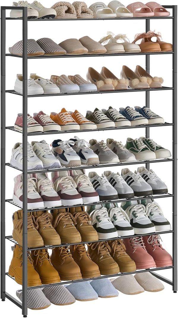 Shoe Rack, Metal Shoe Organizer, 8 Tier Garage Shoe Rack Max Holds 40 Pairs,Shoe Storage Shelf for Closet,Entryway, Black