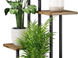 AZERPIAN Plant Stand 5 Tier Indoor Metal Flower Shelf for Multiple Plants Corner Tall Flower Holders for Patio Garden Living Room Balcony Bedroom, Black (5 Tier-Black)