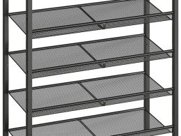 HOOBRO Shoe Rack for Entryway, 5-Tier Shoe Organizer with Adjustable Mesh Shelves, 16-20 Pairs of Shoes, Spacious Floor Mount, Metal, Industrial, Shoe Shelf for Closet, Rustic Brown BF12XJ01