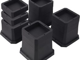BTSD-home Bed Risers 2, 3 or 4 Inch Heavy Duty Furniture Risers Adjustable Dorm Bed Lifts Risers Table Desks Legs Blocks 4 Pack Black