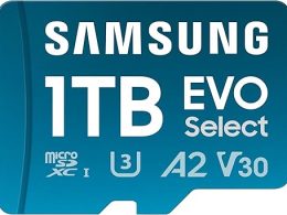 SAMSUNG EVO Select microSDMemory Card + Adapter, 1TB microSDXC, Up-to 160 MB/s, 4K UHD, UHS-I, C10, U3, V30, A2, for Mobile Phone, Smartphones, Nintendo-Switch, and Tablets (MB-ME1T0SA/AM)