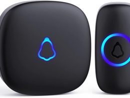SECRUI Wireless Doorbell, Easy installation, Waterproof, Adjustable Volume, 58 Chimes, Colorful LED, 1000Ft Range, M520+F55, Black
